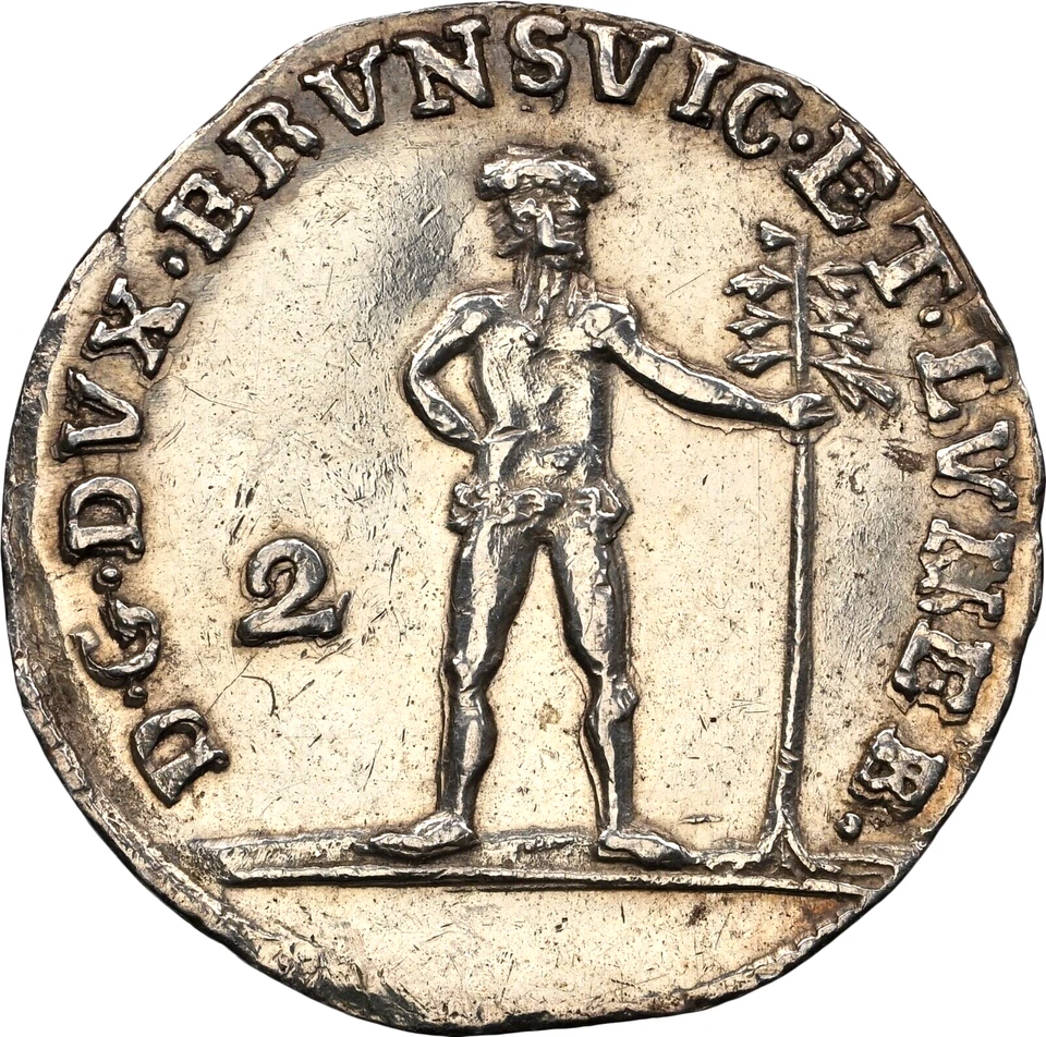 1782 CES German States Brunswick Wolfenbuttel Wildman 2 Mariengroschen NGC AU - Image 1 of 3