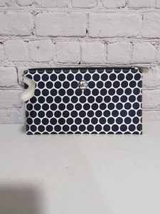Michael Kors White With Navy Polka Dot Wristlet Clutch 9.75 X 5.5 - Picture 1 of 11
