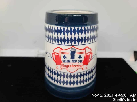 Salem Red Sox Augtoberfest Ceramic Beer Mug Stein NIB New in Box Cover