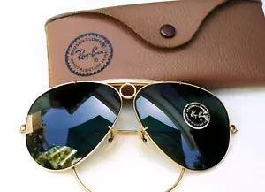 Ray Ban vintage B&L USA anni 60 foro proiettile 1/30 10k. Occhiali da sole sparatutto G.F. 62mm. - Foto 1 di 9
