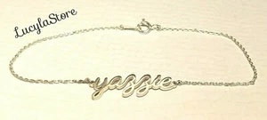 Bracciale Personalizzato Argento Sterling 925 Nome YAZZIE Placca Traccia Catena 7,5"  - Foto 1 di 12