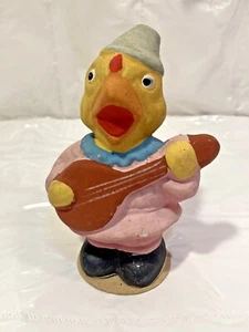 Vtg GERMAN Paper Mache Anthropomorphic Easter CHICKEN w Banjo Figurine 4.25" - Picture 1 of 5