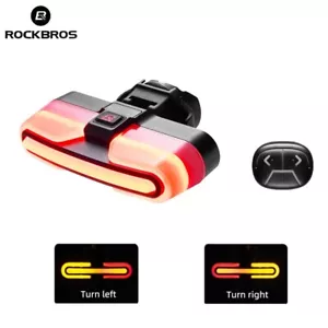 ROCKBROS Bicycle Bike Taillight Turn Signal Brake Light Waterproof Rechargeable - Picture 1 of 11