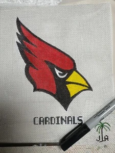 Handpainted Needlepoint Canvas NFL Cardinal/ Right - Picture 1 of 3