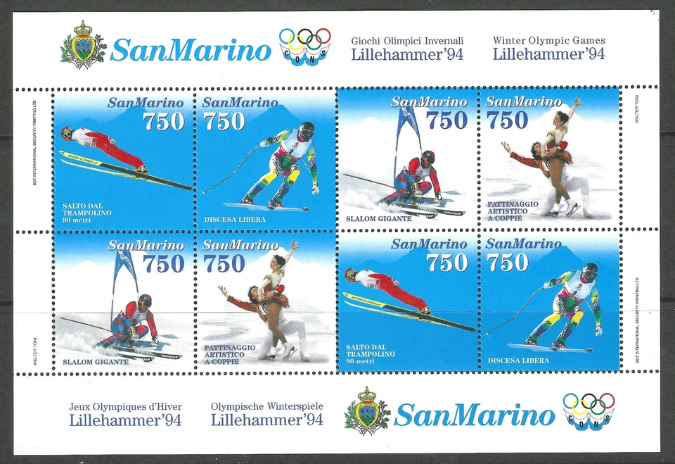 San Marino # 1299 Juegos Olímpicos PO ¡Mini hoja fresca! ('22 SCV $7) Foto 1 de 1