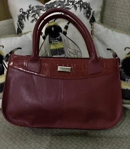 Reduced! Rare Dark Red Leather with moc croc accent Osprey med handbag new - Picture 1 of 15