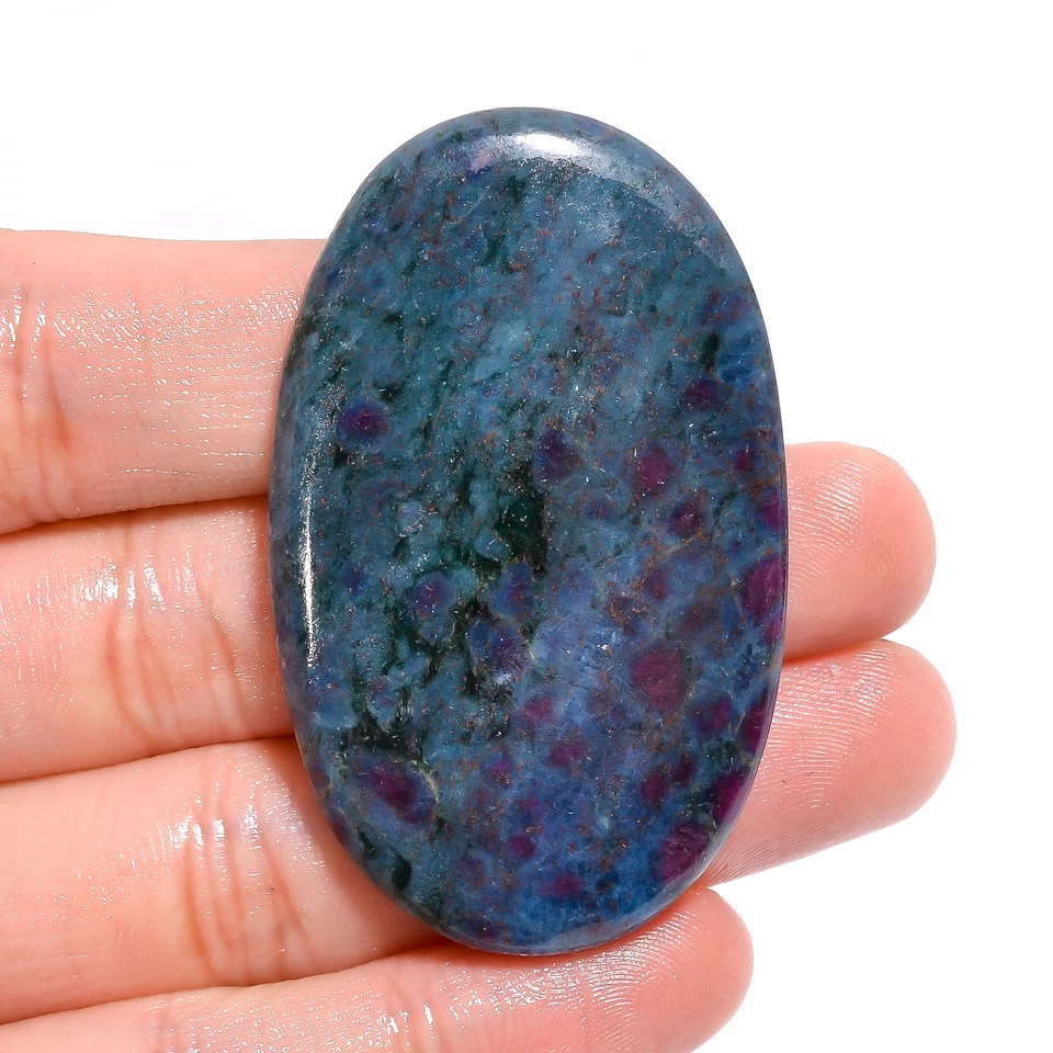 Blue Ruby Fuchsite Oval Shape Cabochon Loose Gemstone 118.5 Ct 54X33X6mm EE17854 - Image 1 of 1