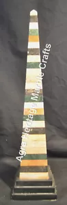 24 Zoll Paar schwarze Marmorprobe Obelisken farbig gestreift Pietre harte Kunst - Bild 1 von 8