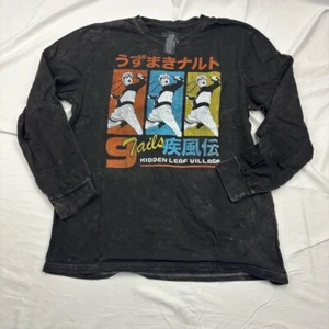 NEW Men's XL Naruto Collection Long Sleeve T-Shirt Black Hidden Leaf Village - Picture 1 of 7