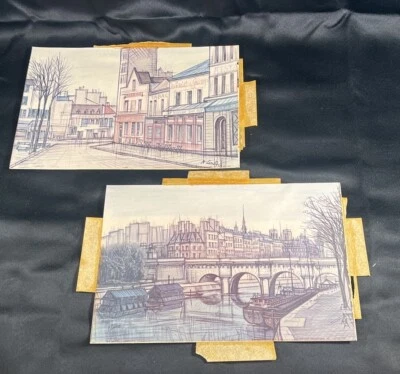 Set Of 2 1962 Paul Lambert French Parisian prints 8x12 Heritage Publications USA - Image 1 of 4
