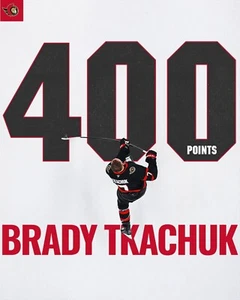 Foto de hockey Brady Tkachuk 400 puntos de carrera de los senadores de Ottawa 8x10 de la NHL - Imagen 1 de 1