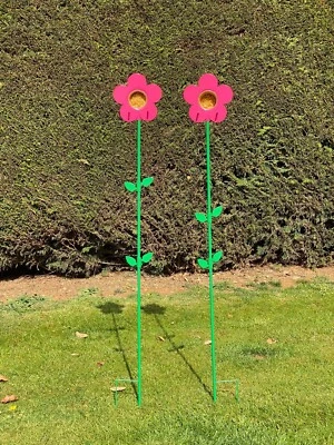 Grumpy Gardener Nutpecker Set Of 2 Flower Feeders And 2 Jars (pink)