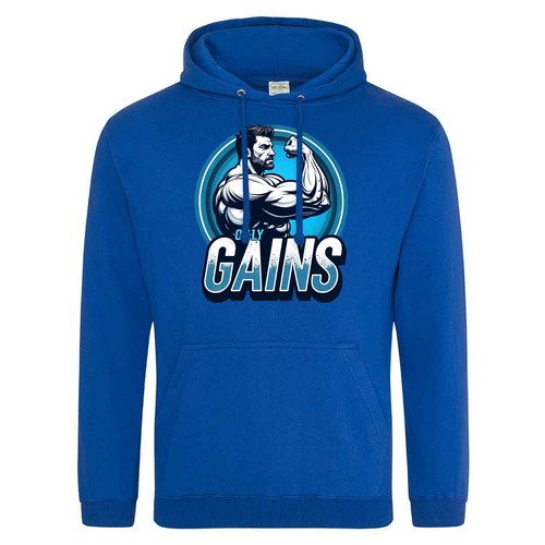 VETEMENTS Felpa con cappuccio Only Gains adulto per amanti della palestra divertente fitness appassionato regalo unisex