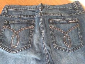 Calvin Klein Women's Jeans Long Blue Jeans Skinny Leg & Bling Pockets Size 29/8 - Picture 1 of 6