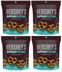 911573 4 X 240G BAG HERSHEY'S MILK CHOCOLATE FLAVOURED DIPPED PRETZELS BAG - Picture 1 of 1