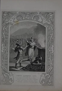 Antique Religious Engraving Art Samuel Reproves Saul 1860 Original Christian - Picture 1 of 8