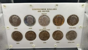Eisenhower Dollar Proof Uncirculated Set Of 10 Coins With Acrylic Holder - Picture 1 of 12