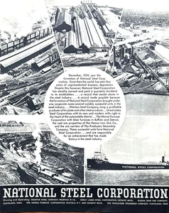 National Steel Corp Anzeige 1933 Weirton Hanna Eisenerzproduzenten Dampfschiff Co - Bild 1 von 1