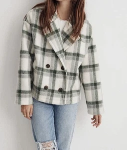 Chaqueta Blazer Madewell Para Mujer Jacquard Doble Pecho Recortada a Cuadros Talla XXL - Imagen 1 de 11