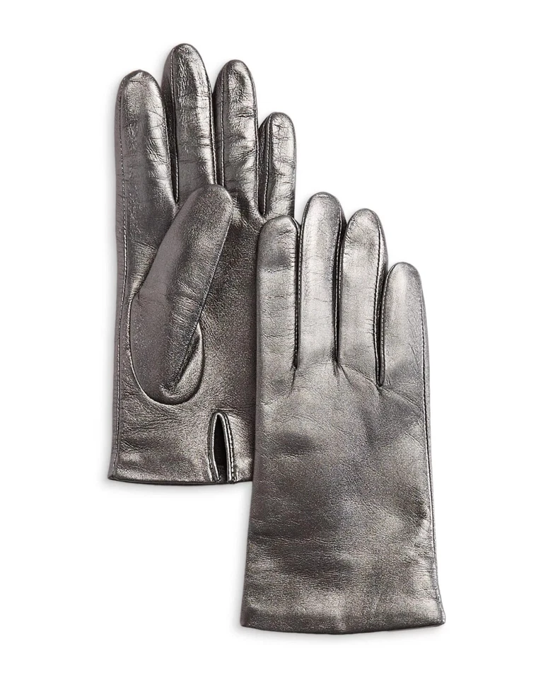 GUANTES TECNOLÓGICOS DE CUERO METALIZADO PLATEADO AQUA M L S Foto 1 de 1