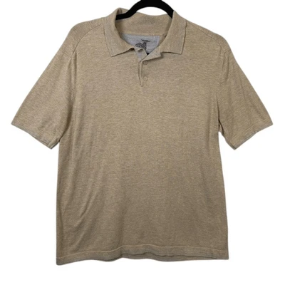 Raffi Silk Blend Sweater Polo Short Sleeves Marled Tan Soft Men's Size Medium - Imagem 1 de 4
