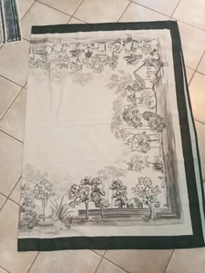 Tahari THANKSGIVING TOILE TURKEY TABLECLOTH neutral brown woodland 60 X 84 - Picture 1 of 4
