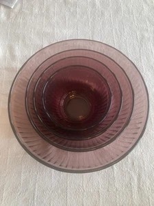 Pyrex Juego de 4 cuencos mezcladores acanalados de vidrio de arándano púrpura - Imagen 1 de 16