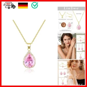 Linawe Anhänger Kette Halskette Damen, Simulierter Diamant Geburtsstein Kette... - Bild 1 von 7