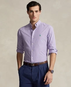 $ 125 Polo Ralph Lauren Herren Slim Fit Stretch Popeline Hemd, lila, Large - Bild 1 von 3