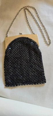 Bolso de malla vintage Whiting & Davis color azul marino tono plateado Foto 1 de 4