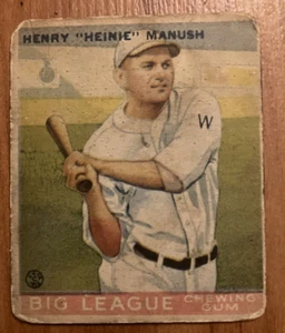 WASHINGTON SENATORS: 1933 Goudey #47 Heinie Manush (HOF) - *Low-Grade* - Bild 1 von 2