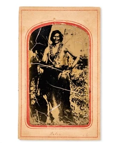 Seltenes original antikes Studio Farbfoto Indianer + Echtheitszertifikat - Bild 1 von 4