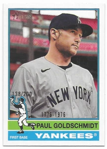 2025 Topps Heritage Bicentennial Paul Goldschmidt #138/200 (382) Yankees - Picture 1 of 2