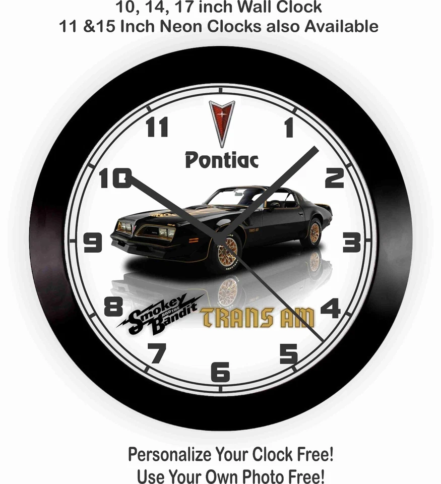 1977 - 1978 PONTIAC FIREBIRD TRANS AM SMOKEY & THE BANDIT 大号 14 英寸挂钟 — 第 1/1 张图片