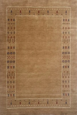 Pfirsich hell braun Teppich 100% Wolle 200x300 cm Handgewebt Orientteppich ac1 - Bild 1 von 4