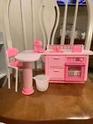 Vintage 1991 Mattel Barbie Wash & Watch Pink Kitchen W/Running Sink &Dishwasher