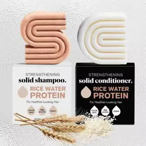 Strengthening Hair Shampoo & Conditioner Bar Soap with Rice Water Protein - Picture 1 of 16