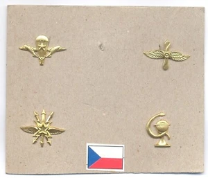 CHECOSLOVAQUIA Insignias de cuello del ejército, juego de 4: aerotransportado, señales, fuerza aérea, médico - Imagen 1 de 1