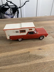 Vintage 1965 Chevy El Camino Built Model Car With Camper Shell Red FREE SHIPPING - Picture 1 of 18