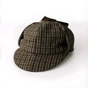 Vintage Llechwedd Slate Caverns Mens Collapsing Deerstalker Wool Tweed Hat-Small - Picture 1 of 15