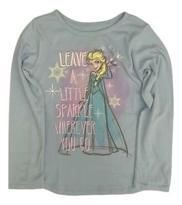 Disney Frozen Toddler Girls Long Blue Elsa Sparkle T-Shirt Tee Shirt - Picture 1 of 1
