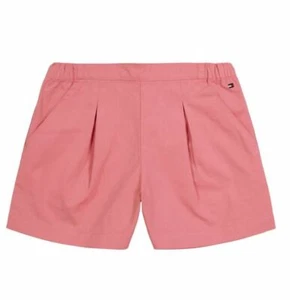 Tommy Hilfiger Big Girl Pink Pull On Pleated Twill Shorts, Small (7) - Picture 1 of 2