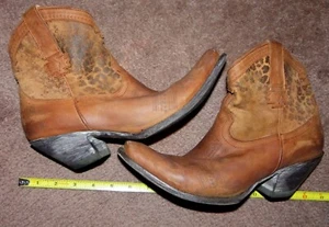 OLD GRINGO LEOPARD PRINT SHORT WESTERN COWBOY BOOTS 8.5 - Picture 1 of 14