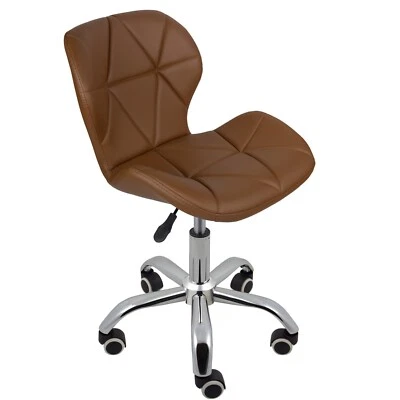 Cushioned Computer Desk Office Chair Chrome with Legs Lift Swivel Small in Brown