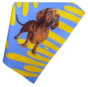 Toalla de té de algodón para cocina Dachshund para perros diseñada en Reino Unido nueva con etiquetas colores vibrantes - Imagen 1 de 1