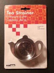 Foxrun Teapot Shaped Tea Bag Strainer With Stainless Steel Drip Bowl - 2 Piece