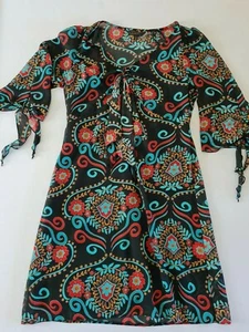 Ladies Dress Fashion Union Size 12 Two Piece Short Sleeve Black Mix 7046 - Picture 1 of 12