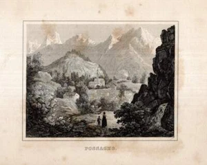 c1850 Possagno Italien Treviso Venetien Italia Stahlstich-Ansicht - Picture 1 of 1