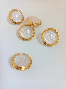 5 x VERSACE CLEAR/ GOLD MEDUSA BUTTONS 2,3 cm Ø - Picture 1 of 9