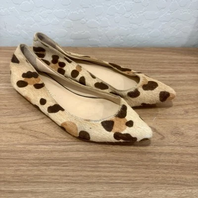 Loeffler Randall леопард печать икры волосы плоскостях женщин 7.5B желтовато-коричневый черный - Изображение 1 из 4